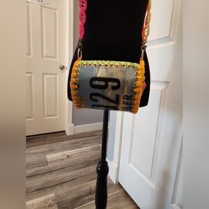Handmade wyoming license plate purse